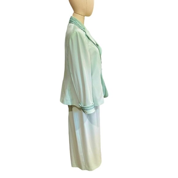 John Meyer of Norwich Womens Mint Green 3 PC Skirt Suit Size 18W Plus Beaded - Picture 9 of 16